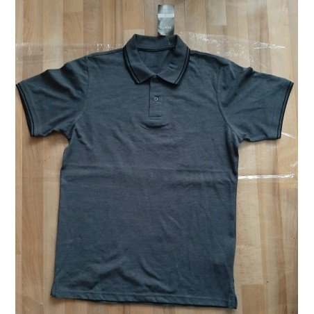 Men's T-shirt / polo shirt dark gray with black sleeve lines