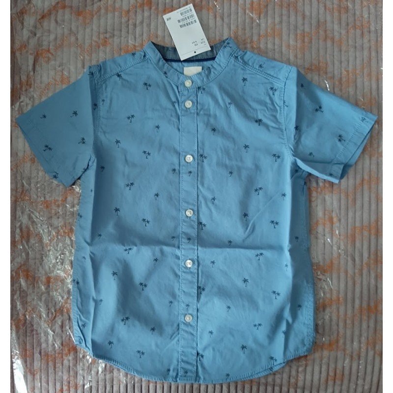 Jongens hemd blauw palmbomen