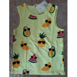 Jongensset maat 140: Jongens Tanktop geel ananas en Short groen