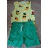 Jongensset maat 134: Jongens Tanktop geel ananas en Short groen