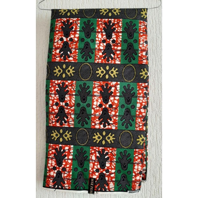 Clothing fabric green with footprints African print