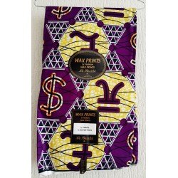 Clothing fabric dark purple with dollar and pound sign African print