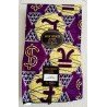 Clothing fabric dark purple with dollar and pound sign African print