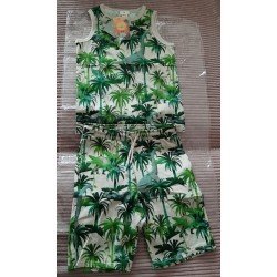 Jongensset: T-shirt en short jungle prints palmbomen en dieren
