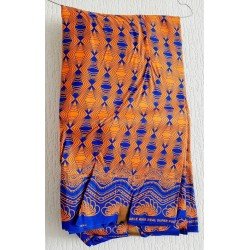 Clothing fabric orange/dark blue African print