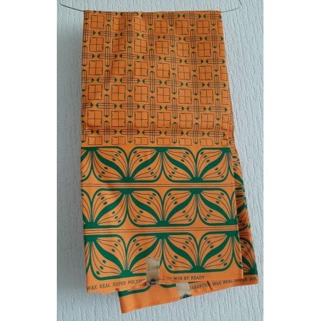 Clothing fabric orange/dark green African print