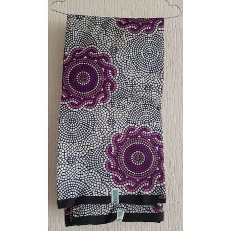 Kledingstof wit/ paarse African print