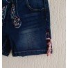Damesbroek - Damesshort donkerblauw bloemmotieven Denim jeans