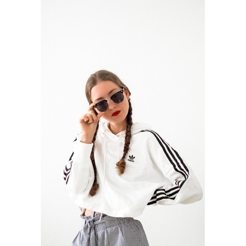 Gestreepte Cropped Hoodie