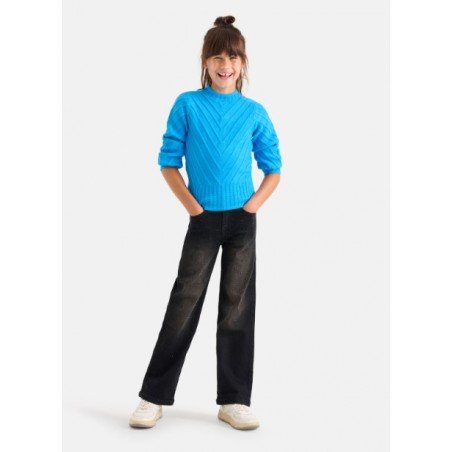 Strass Wide Leg Jeans Zwart