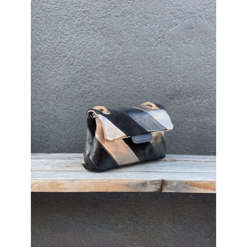 Giuliano – Leather Rainbow Bag – Metallic/Zwart/Goud