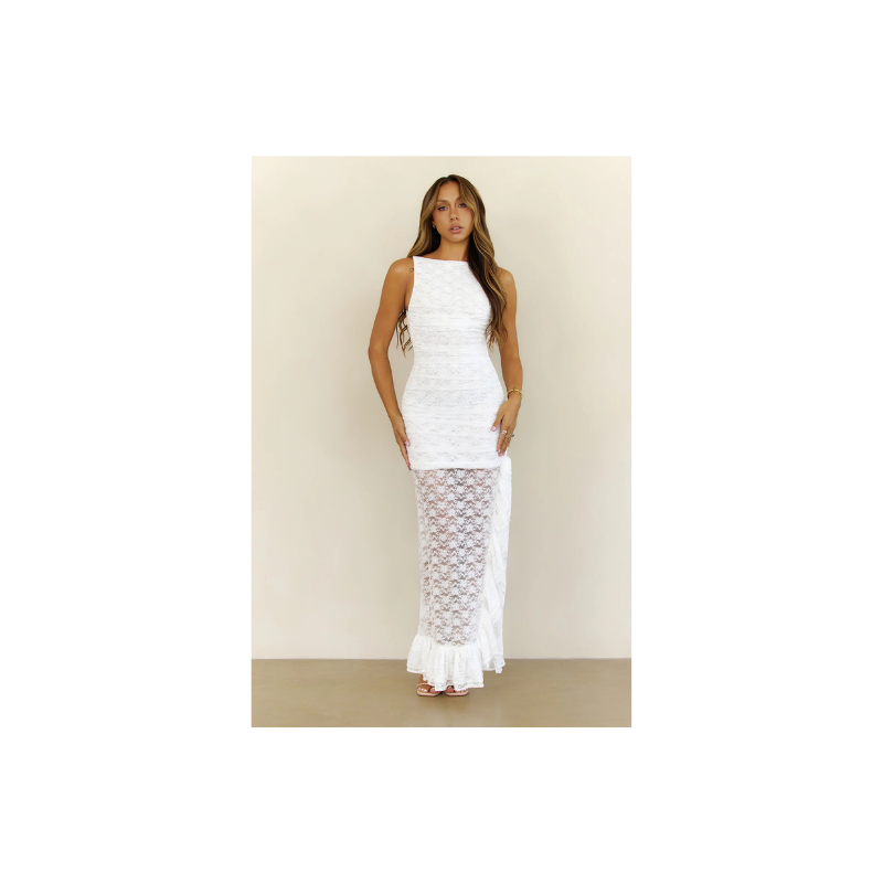 Sunlit Bloom Maxi Dress White
